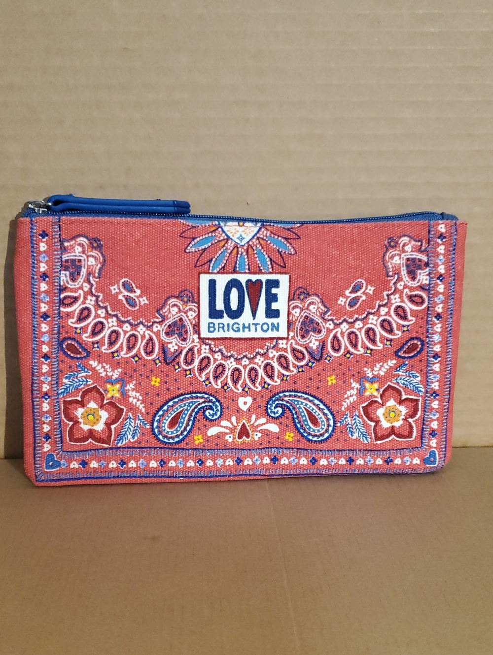 Brighton Red Paisley 'Love Brighton' Zip Cosmetic Pouch (Like New)